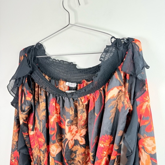 Free People Black And Orange Floral Bodysuit - Picture 4 of 12